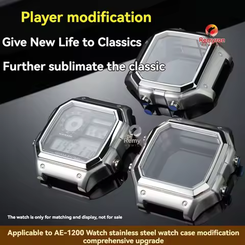 Upgrade Stainless Steel Case for Casio AE-1200 AE-1300 - Metal Replacement Bezel Cover Mod for Class