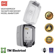 13A Weatherproof 1 Gang Switch Socket Outlet TRANSPARENT Lid / GREY IP66 MK 86486TCGRY / SIRIM /