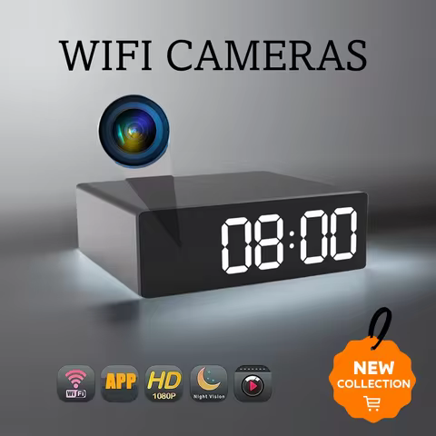 1080P Night Vision Clock Camera Secret Invisible Camera Home Security Monitoring Supporting WiFi 108