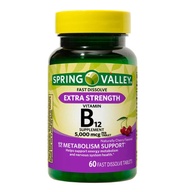 Spring Valley Extra Strength Vitamin B12 Fast Dissolve Tablets Dietary Supplement, Cherry Flavor, 5,