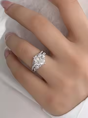 2ct 7x9MM Moissanite Two Rings with Certificate Laboratory Diamond Ring Women Wedding Jewelry 18K Wh