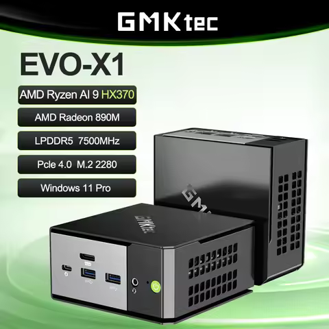 GMKtec Mini PC EVO-X1 Ryzen Al 9 HX 370 MINI PC Win11 Pro LPDDR5X 7500MHz 32GB 1TB PCIe4.0 M.2 SSD W