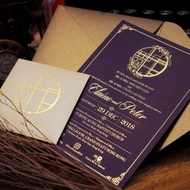 皇牌深紫色燙金喜帖PP原創