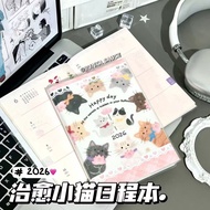 planner book 2026 planner 2026 New Healing Kitten Schedule Planner B6 Student Cartoon Hand-Painted S