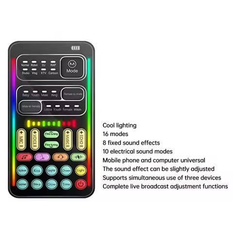 I9 Voice Changer Full Kit Multiple Audio Effect Bluetooth Live Sound Cards Ultra-Thin Portable Live 