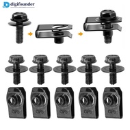 DIGIFOUNDER 10Pcs Car Body Bolts & U Type Clips M6 6mm Engine Cover Undertray Splash Shield Guard Bu