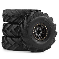 4pcs 62x21mm 1.3 inch Brass Beadlock Wheel and Tire for 1/18 1/24 RC Crawler Car FCX24 FCX24M TRX4M 