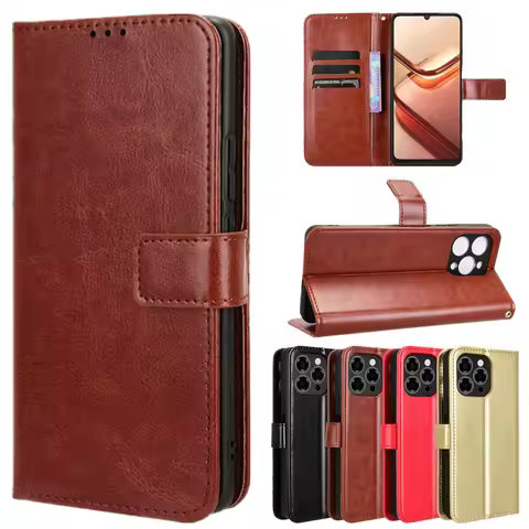 Leather Flip Case For Doogee Note 58 59 Pro Note58 Note59 Protective Cover Wallet Card Slot Kickstan