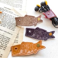 客製化禮物 日本鯉魚耳筒集線器 皮革捲線器 電線收納 新年禮物