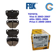 FBK Altis ZZE121, Vios NCP42, Prius Rear (Belakang) Disc Brake Pad ZZE122 TOYOTA FD2176MS