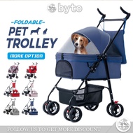 Byto Detachable Pet Stroller Dog Stroller With Detachable Carrier, Foldable Washable Dog Cat Carrier 4 Wheels Lightweight Pet Trolley