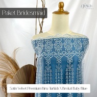 Paket Kain Bridesmaid Seragaman Lamaran Keluarga Lengkap Satin Kebaya Brokat Warna Biru Turkish
