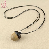 OCEANMAP Ebony Necklace Retro Personality Pine Cone Acorn Wood Pendant Ethnic Style Rope Chain Gawu 