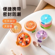 Portable Mini Small Pill Box 7 Compartments Sub-Packing Pill Storage Box One Week 7 Days Old Man Lar