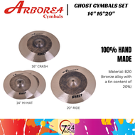 Arborea Cymbals Arborea B20 series Ghost Cymbal Set 14" Hi Hat 16" Crash Cymbal 20" Ride Cymbal 724R