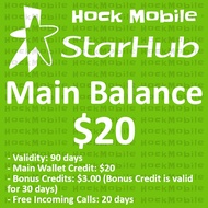 Starhub Prepaid Main Balance $20 / Top Up / Renew