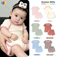 (SNI) Nillo Suit Size 6-18 Months / Cotton Knit Set for Baby Boys and Girls Simple Daily Sleepwear I