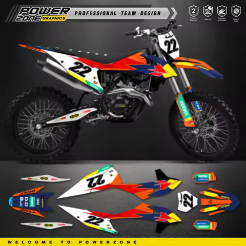 PowerZone Custom Team Graphics Backgrounds Decals Stickers Kit For KTM SX SXF MX 19-22 EXC XCW Endur