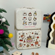 D Dalmatian Cat Cosmetic Case pu Leather Storage Suitcase Portable Large-Capacity Skin Care Business