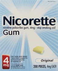 Nicorette Original Nicotine Stop Smoking OTC Gum 4mg 200 Count