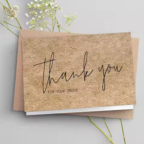 30pcs Natural Kraft Paper Thank You Card Enterprise Store Business Thank You Order Card Wholesale Cu