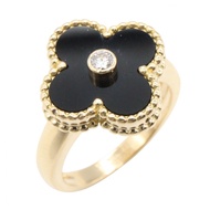 [Pre-owned] Van Cleef & Arpels Vintage Alhambra Onyx Ring 1PD K18 (Yellow Gold) Diamond Vintage Alha