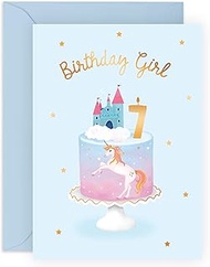 CENTRAL 23 7 Year Old Birthday Card Girl - Birthday Card Daughter Age Seven - Birthday Card for Girl