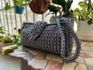 全手工編織銀灰色包包