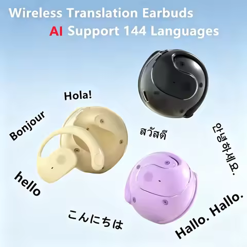Wireless Bluetooth AI Real-time Language Translation Earphones 144 Languages Ear Hanging Headphone T