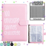 AMBER Envelope Challenge Binder, Reusable Save Money 100 Envelopes Money Saving Challenge,  Waterpro