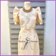 ❐ ◪ ✉ MID Dress Puffed Sleeve Ninang Gown, Mother Dress