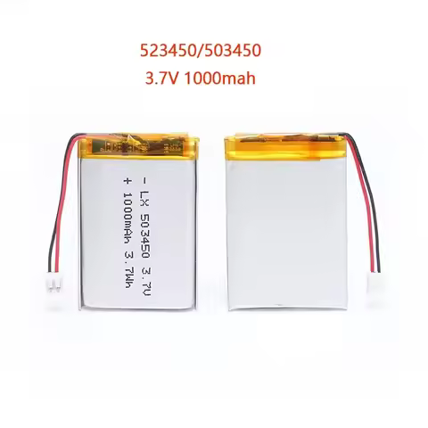 523450/503450 1000mAh 3.7V Polymer Lithium Rechargeable Battery Li-ion Battery JST PH2.0 2pin For GP
