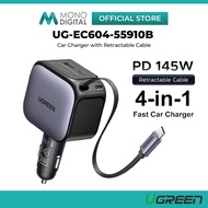 UGREEN CAR CHARGER PD 145W / 90W / 60W USB TYPE C FAST CHARGING WITH  MULTI CHARGER,  AND RETRACTABL