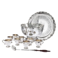 Garrard &amp; Co. Ltd. English Silver Commemorative Wedding Punch Bowl Set for Queen Elizabeth II