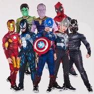 【hot】 4-12Y Child Captain America Muscle Costume Superhero Movie Spiderman Thor Hulk Cosplay Uniform Halloween for Kid