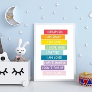 Kids Positive Affirmation Art Poster Mindfulness Prints Confidence Quotes Canvas Painting Wall Art