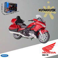 Mainan Motor Gede MoGe Diecast Welly Honda Gold Wing Merah Motorcycle Racing Skala 1:18