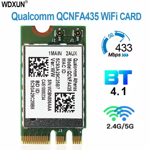 Wireless Adapter Card for QCA9377 QCNFA435 QCNFA 435 802.11AC Bluetooth 4.1 433M 2.4G/5G WIFI WLAN C