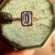 Blue Moissanite Ring, 1 Ct Moissanite Ring, Emerald Cut Moissanite Ring
