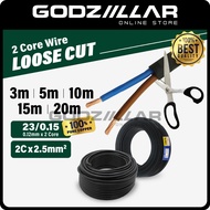 (Loose Cut) 23/0.15 x 2C Twin Flat VDE Cable | 2.5mm x 2C Flexible Cable | Black Twin Flat Wire Waya