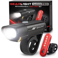 S400 Rechargeable Bike Light Set - Night Riding Accessories - White Elephant Stocking Stuffer for Me