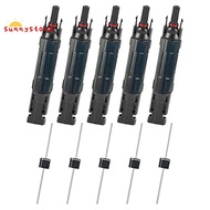 5 PCS PV Solar Panel Connector Male/Female 15A Built-in Diode Inline Fuse Solar Wire Connectors Wate
