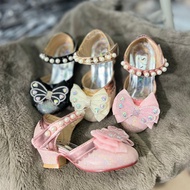 Girl Doll Shoes 3cm High Heels with Fairy Tail Bow and Pearl Straps. Girls' Party Shoes. Girls' high