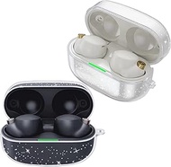 Cover Case for Sony WF-1000XM4 Earbud, Upgrade TPU Durable Sony WF-1000XM4 Case Wireless Earbuds Protective Cover with Keychain [2 Pack] (Glitter White + Shine Black)