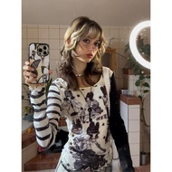Wasteland Style Women's Clothing Light Asian Style Tops Vintage Women's Clothing y2k European Americ