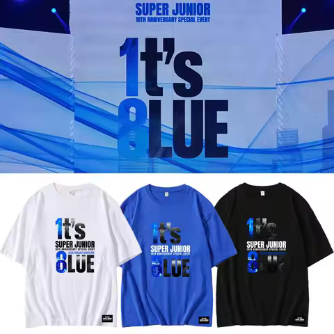 SUPER JUNIOR T-shirt 18th Anniversary 1ts 8lue Same T Shirt Summer Loose Cotton Short Sleeve Tee Wom
