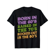 Vintage 70s Music Graphic T-Shirt - Born in the 60s Raised in the 70s Retro Print, Cotton Crew Neck