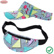 XUESHAN 80s 90s Fanny Pack, Colorful Comfortable 80s Outfit Sun Visor Hat,  Cotton Soft 90s Accessor