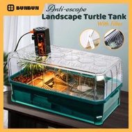 ☟Reptile Turtle Tortoise Tank Aquarium Tank Basking Ramp Breeding Tank  MLXL with Filter Large Aquarium Tank Anti-Escape Tangki   Habitat 烏龜缸大型♔