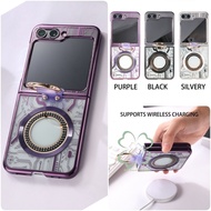 Electroplated Magnetic Ring Holder Case Samsung Galaxy Z Flip 6 Z Flip 5 Flip 4 Flip 3 Casing Mechan